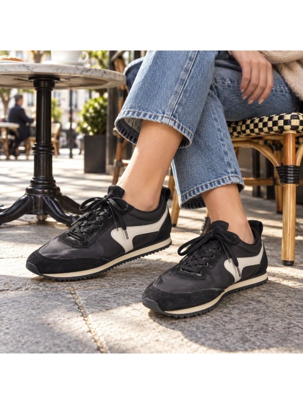 Rag & Bone Retro Runner Slim Sneaker In Black/White Size: 38/7.5 NWIB